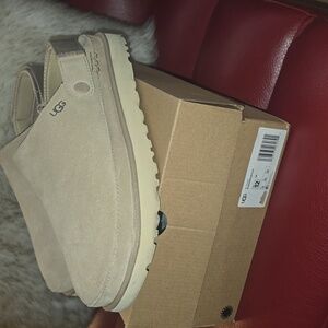 UGG Goldenstar Sand Suede Clogs, Sz 12